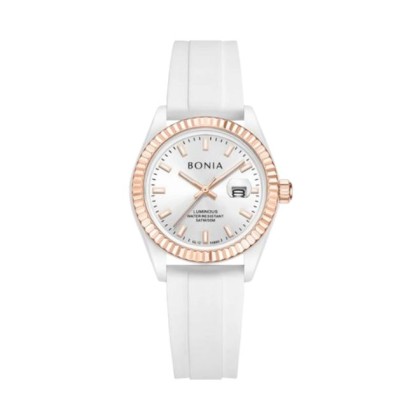 Bonia Elegance BNB10880-2912 White Silicone Strap Women Watch